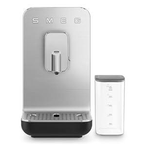 Smeg BCC13 Fully Automatic Espresso Machine w/Integrated Milk Frothing and Coffee Grinder 10 Preset Beverages 19 Bars of Pressure Space Saving Energy Efficient Thermoblock Heating(Black) Smeg BCC13 Fully Automatic Espresso Machine wIntegrated Milk Frothing and Coffee Grinder 10 Preset Beverages 19 Bars of Pressure Space Saving Energy Efficient Thermoblock HeatingBlack