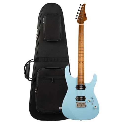 EART Guitare électrique EYP-24 à 6 cordes en acajou grillé – Kit de pick-up pour jeunes musiciens créatifs avec sac de transport (bleu) - Les Beatles, Paul McCartney, John Lennon, RIngo Starr, George Harrison EART Guitare électrique EYP-24 à 6 cordes en acajou grillé - Kit de pick-up pour jeunes musiciens créatifs avec sac de transport (bleu)