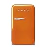Smeg FAB5 16 50s Retro Style Series Compact Cooler with 15 cu ft Capacity Automatic Defrost LED Interior Lighting and Adjustable Shelves Right Hand Hinge Made in Italy Orange Made In Italy