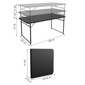   COSCO-4-ft-Fold-in-Half-Adjustable-Height-IndoorOutdoor-Utility-Table-Black