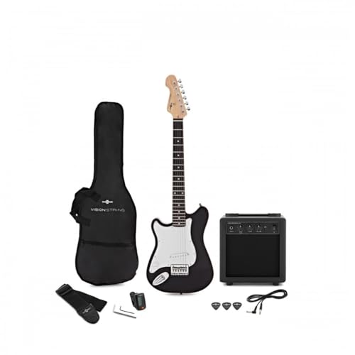 VISIONSTRING Guitare électrique 3/4 pour gaucher avec ampli et accessoires, noir - Les Beatles, Paul McCartney, John Lennon, RIngo Starr, George Harrison VISIONSTRING Guitare électrique 3/4 pour gaucher avec ampli et accessoires, noir