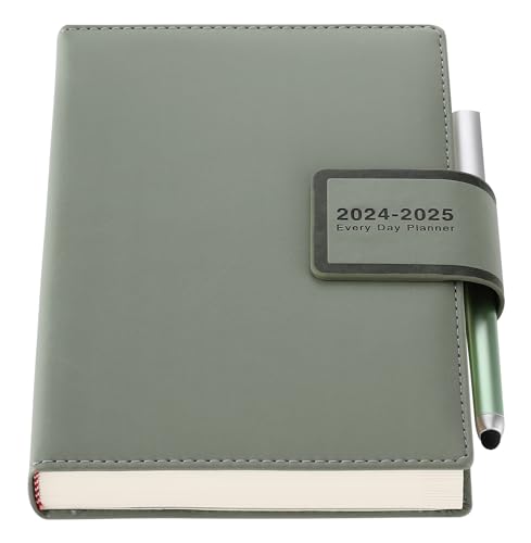 Academic Diary 2024-2025 Page a Day,Productivity A5 Daily Planner, July 2024 to June Diary with Colorful Monthly Tabs,Pen, Pocket, Stickers,Hourly Planner Appointment Book, Green