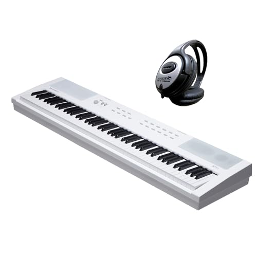 Kurzweil KAE1-WH Piano de stage, blanc, 88 touches, avec casque Keepdrum - Les Beatles, Paul McCartney, John Lennon, RIngo Starr, George Harrison Kurzweil KAE1-WH Piano de stage, blanc, 88 touches, avec casque Keepdrum