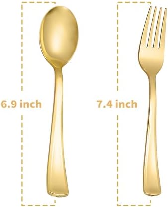 Luxurious Heavy-Duty Gold Plastic Silverware for Parties Dinners and Weddings