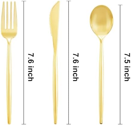 U-QE 180Pcs Gold Plastic Forks - Heavy Duty