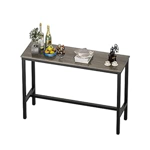 Teraves Bar Table Bar Height Pub Table Counter Height Table with Sturdy Metal Frame Rectangular High Top Table for Kitchen Dining Living Room 3937 Black Oak