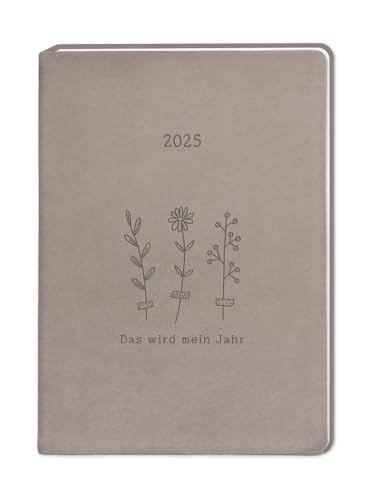 Terminplaner Lederlook 2025 Taupe: Terminplaner Lederlook A6