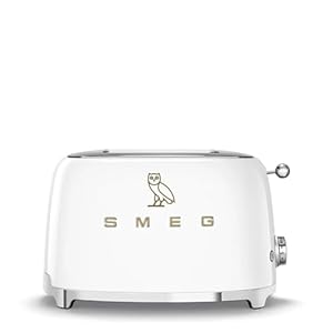 Smeg 2 slice toaster stainless steel ovo collection two slice toaster with 6 presets and removable crumb tray glossy white  urban country home decor