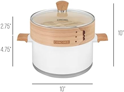 10 Stainless Steel Steamer Pot with Natural Bamboo Steamer