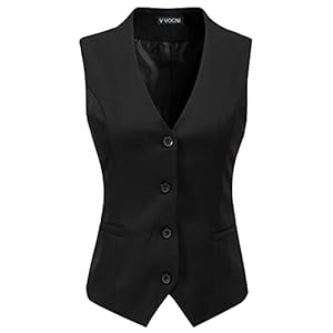 V VOCNI Women’s Fully Lined 4 Button V-Neck Economy Dressy Suit Vest Waistcoat