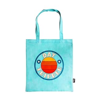 Half Moon Bay Day Tripper The Beatles Sac d’épicerie réutilisable 100 % coton recyclé Bleu arctique 41,9 x 38,1 cm, Day Tripper Bleu, 16.5 x 15 Inch - Les Beatles, Paul McCartney, John Lennon, RIngo Starr, George Harrison