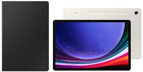 Image of Samsung Galaxy Tab S9+ 31.50 cm (12.4 inch) Dynamic AMOLED 2X Display, RAM 12 GB, ROM 256 GB Expandable, S Pen in-Box, Wi-Fi + 5G Tablet, Beige with S9 Plus Book Cover Keyboard, Black