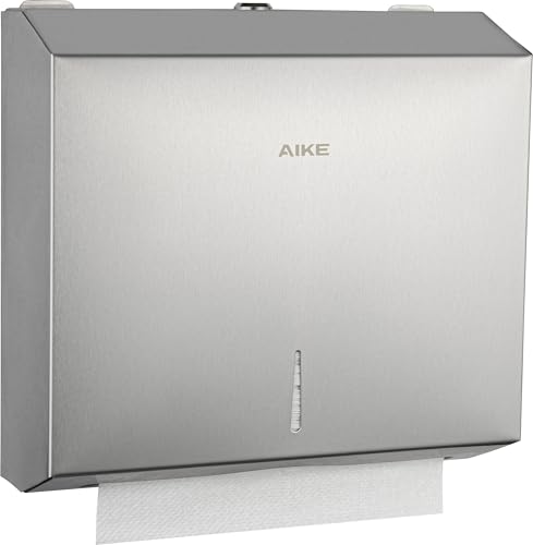 AIKE 250 Sheet Multifold Stainless Steel Wall Mount Paper Towel Dispenser with Lock