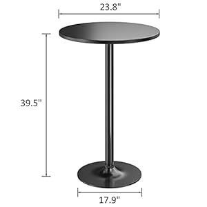 Furmax Bistro Pub Table Round Bar Height Cocktail Table Metal Base MDF Top Obsidian Table 23.8-Inch Top, 39.5-Inch Height (Black, 1-Pack) Furmax Bistro Pub Table Round Bar Height Cocktail Table Metal Base MDF Top Obsidian Table 238 Inch Top 395 Inch Height Black 1 Pack