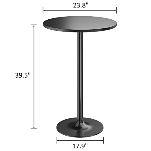 Furmax-Bistro-Pub-Table-Round-Bar-Height-Cocktail-Table-Metal-Base-MDF-Top-Obsidian-Table-238-Inch-Top-395-Inch-Height-Black-1-Pack Furmax Bistro Pub Table Round Bar Height Cocktail Table Metal Base MDF Top Obsidian Table 238 Inch Top 395 Inch Height Black 1 Pack
