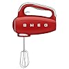 SMEG Red 50s Retro Style Electric Hand Mixer with Set of Beaters Set of Dough Hooks and Set of Whisks