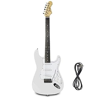 Guitare Electrique Johnny Brook Blanche + Câble Jack 6.35mm - Les Beatles, Paul McCartney, John Lennon, RIngo Starr, George Harrison