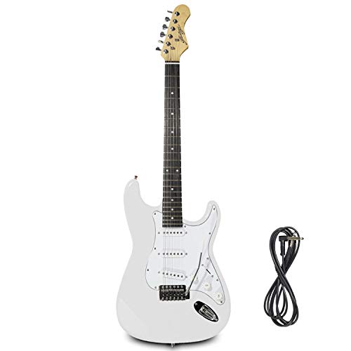 Guitare Electrique Johnny Brook Blanche + Câble Jack 6.35mm - Les Beatles, Paul McCartney, John Lennon, RIngo Starr, George Harrison Guitare Electrique Johnny Brook Blanche + Câble Jack 6.35mm