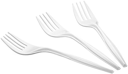 White Plastic Forks - Disposable Cutlery for Parties Events - 1000 Count