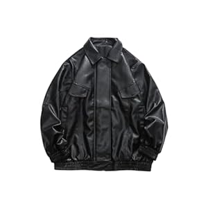 Aelfric Eden Womens Oversized Leather Jackets Mens Faux Leather Bomber Jacket 90s Vintage Biker Racing Moto Jackets