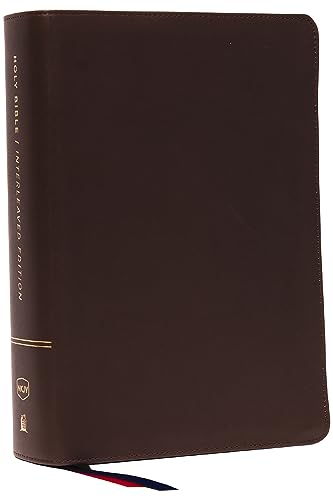 NKJV, Interleaved Bible, Journal Edition, Genuine Leather, Brown, Red Letter, Comfort Print: The Ultimate Bible Journaling Experience