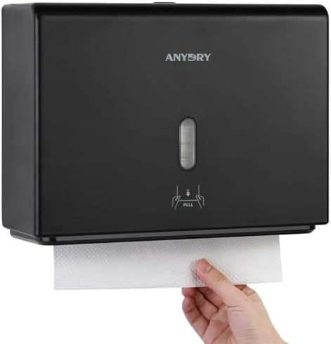 AnyDry Tri-Fold Towel Dispenser - Wall-Mounted 200 Sheets 10x31 Maximum Capacity Black
