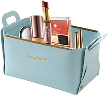 XINSHUN Foldable Faux Leather Storage Basket with Handles