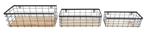 Metalwirebasketdetachablewoodbasestorageorganizerfarmhousebinforkitchencabinetsbathroompantrylaundryroomclosetssetof3blackcolor Urban Country Home Decor Metal wire basket detachable wood base storage organizer farmhouse bin for kitchen cabinets bathroom pantry laundry room closets set of 3black color urban country home decor
