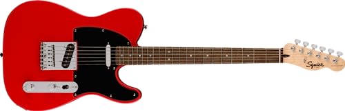 Squier by Fender Sonic Telecaster, Guitare Electrique, Touche en Laurier, Plaque de Protection Noire, Rouge Torino - Les Beatles, Paul McCartney, John Lennon, RIngo Starr, George Harrison Squier by Fender Sonic Telecaster, Guitare Electrique, Touche en Laurier, Plaque de Protection Noire, Rouge Torino