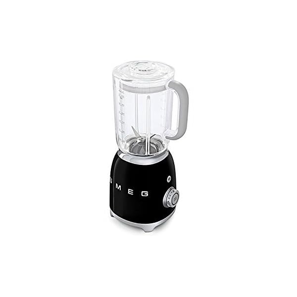 Smeg blf01blus retro style blender with 6 cups tritan bpa free jug detachable stainless steel dual blades overload motor protection 4 speeds and 3 preset programs in black  urban country home decor