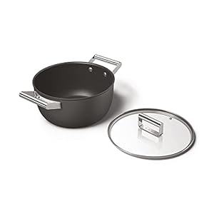 Smeg ckfc2411blm casserole pan 24cm and lid black non stick aluminium patented base  urban country home decor
