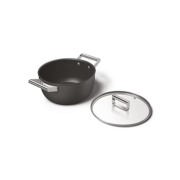 Smeg ckfc2411blm casserole pan 24cm and lid black non stick aluminium patented base  urban country home decor