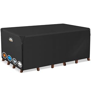 Patio Furniture Cover Rectangle 600D Outdoor Table Cover Waterproof Heavy Duty Lawn Furniture Set Covers for Outside Rectangular Dining Table and Chairs Seating Combo 88 x 62 x 28 Inch