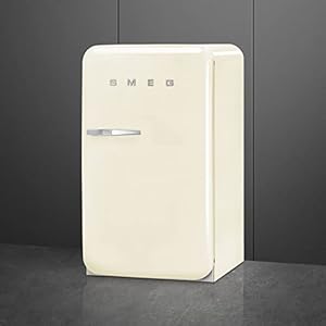 Smeg FAB10 50s Retro Style Aesthetic Refrigerator with 448 Cu Total Capacity 2 Glass Shelves LED Internal Light 22 Inches Cream Right Hand Hinge Made In Italy