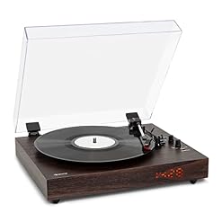 auna TT-Classic Chrono Tourne-disque vinyle avec housse anti-poussière et platine Bluetooth 33/45/78 tr/min Marron - Les Beatles, Paul McCartney, John Lennon, RIngo Starr, George Harrison