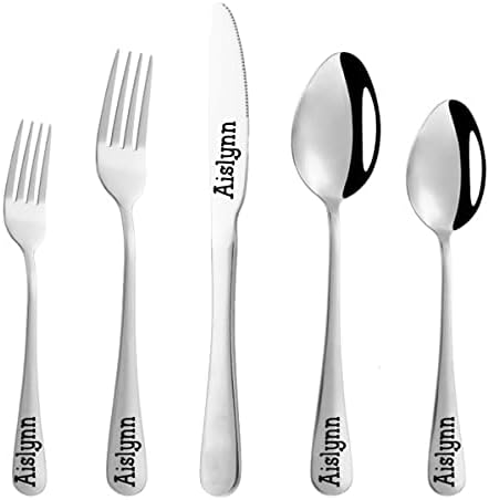 Stainless Steel Flatware Set with Name Engraving
