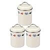 Tea caddy canisters kitchen canisters set white metal rustic vintage farmhouse container with handle lids canister sets for sugar coffee tea storage jars  urban country home decor
