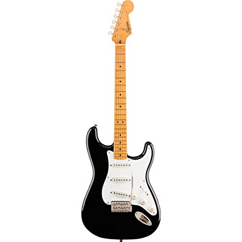 Squier by Fender Classic Vibe ’50s Stratocaster, Guitare Electrique, Touche en Erable, Noir - Les Beatles, Paul McCartney, John Lennon, RIngo Starr, George Harrison Squier by Fender Classic Vibe '50s Stratocaster, Guitare Electrique, Touche en Erable, Noir
