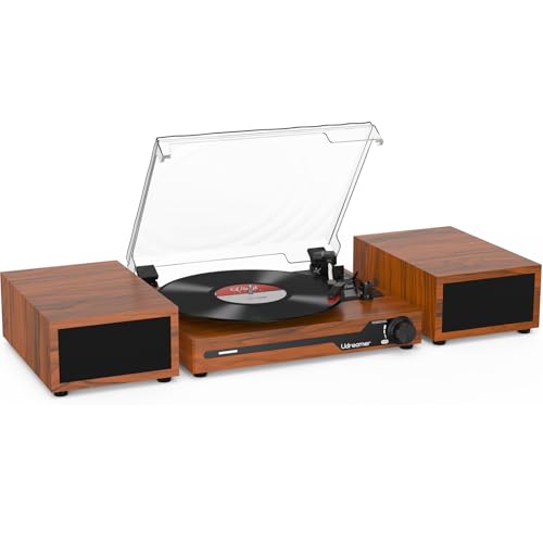 Udreamer Platine Vinyle avec 2 Haut-parleurs Stéréo Doubles, Vintage Tourne-disqu Bluetooth 5.3 Prend en Charge 3 Vitesses, Entrée Auxiliaire, Ligne RCA, USB,Lecture sans Fil, Marron - Les Beatles, Paul McCartney, John Lennon, RIngo Starr, George Harrison Udreamer Platine Vinyle avec 2 Haut-parleurs Stéréo Doubles, Vintage Tourne-disqu Bluetooth 5.3 Prend en Charge 3 Vitesses, Entrée Auxiliaire, Ligne RCA, USB,Lecture sans Fil, Marron