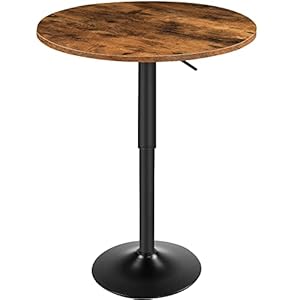 HOOBRO Bar Table Height Adjustable Round Pub Table 27 354 Inches Cocktail Table with Sturdy Base Modern Style Easy to Assemble Suitable for Small Space Rustic Brown BF58BT01G1