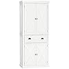   HOMCOM-72-Kitchen-Pantry-Storage-Cabinet-Traditional-Freestanding-Cupboard-with-4-Doors-and-3-Adjustable-Shelves-Large-Central-Drawer-X-Frame-White