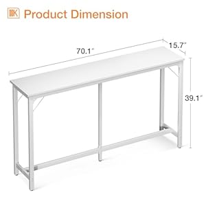 ODK 71 Inch Bar Table Bar Height Pub Table Counter Height Bar Table Rectangular High Top Kitchen Dining Counter Tables with Sturdy Legs Easy to Clean Top White
