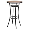 Outdoor Bar Height Bistro Table 40 Inch Patio Bar Table Bistro Dining Table Pub Table with Wooden Like Table Top Metal Frame