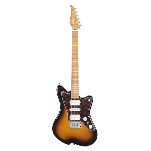 Vola Guitare électrique, JZ RV FRO V1, 3 Tone Sunburst Gloss – Touche en érable torréfié flammé - Les Beatles, Paul McCartney, John Lennon, RIngo Starr, George Harrison Vola Guitare électrique, JZ RV FRO V1, 3 Tone Sunburst Gloss - Touche en érable torréfié flammé