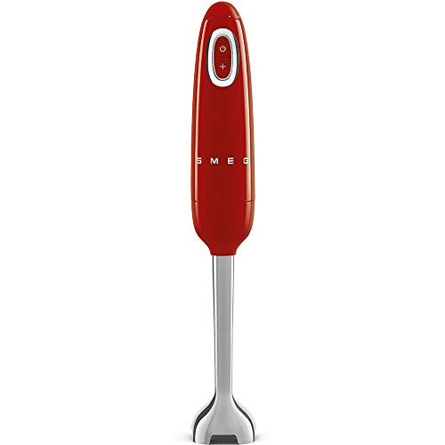 SMEG Handheld Immersion Blender 5 Speeds with Turbo Boost Stainless Steel Blades Nonslip Ergonomic Handle HBF11RDUS Red
