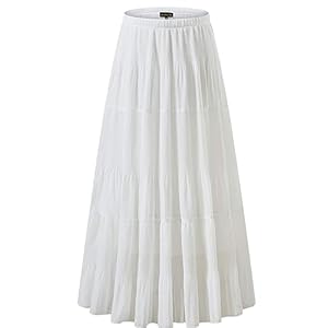 NASHALYLY Women’s Chiffon Elastic High Waist Pleated A-Line Flared Maxi Skirts