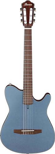 Ibanez FRH10N-IBF Guitare sonore en nylon pour joueurs électriques Bleu indigo métallique plat - Les Beatles, Paul McCartney, John Lennon, RIngo Starr, George Harrison Ibanez FRH10N-IBF Guitare sonore en nylon pour joueurs électriques Bleu indigo métallique plat