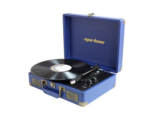 JG ! Platine Vinyle 3 Vitesses Bluetooth Portable avec Haut-parleurs intégrés, Platine Vinyle, Turntable, Tourne-Disque sans Fil, Son Audio amélioré – Modèle Marlone Vintage (Bleu) - Les Beatles, Paul McCartney, John Lennon, RIngo Starr, George Harrison JG ! Platine Vinyle 3 Vitesses Bluetooth Portable avec Haut-parleurs intégrés, Platine Vinyle, Turntable, Tourne-Disque sans Fil, Son Audio amélioré - Modèle Marlone Vintage (Bleu)