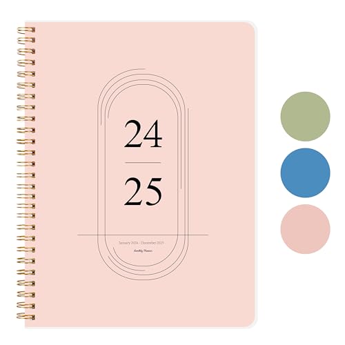2024-2025 Academic Diary Planner-Diary 2024-2025 Weekly & Monthly Academic Planner, 7.3" x 9.5" January 2024 to December 2025 Calendar Planner, Flexible Cover,Twin-wire binding pink(18.5×24cm)