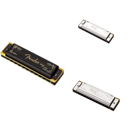 Fender Blues Harmonica, Pack de 3 incluant Blues Deville Harmonica, Clé de C et Blues Deluxe, Clé de G, D - Les Beatles, Paul McCartney, John Lennon, RIngo Starr, George Harrison Fender Blues Harmonica, Pack de 3 incluant Blues Deville Harmonica, Clé de C et Blues Deluxe, Clé de G, D
